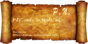 Pázmán Noémi névjegykártya